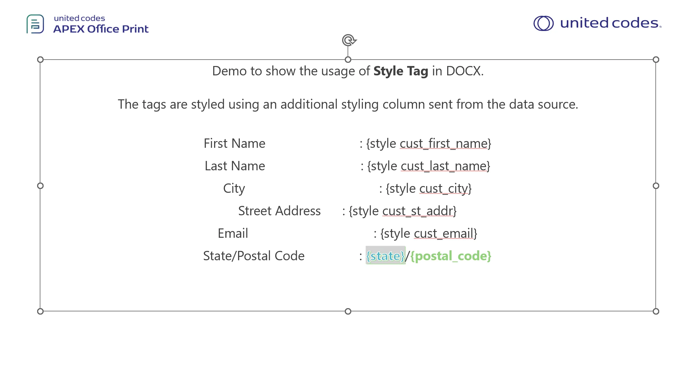 style tag template