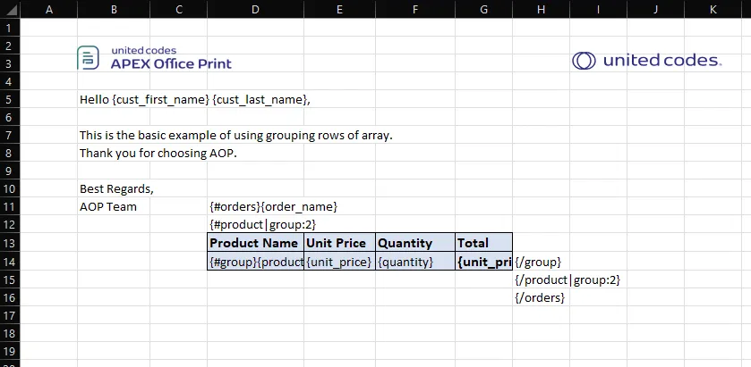 grouping template